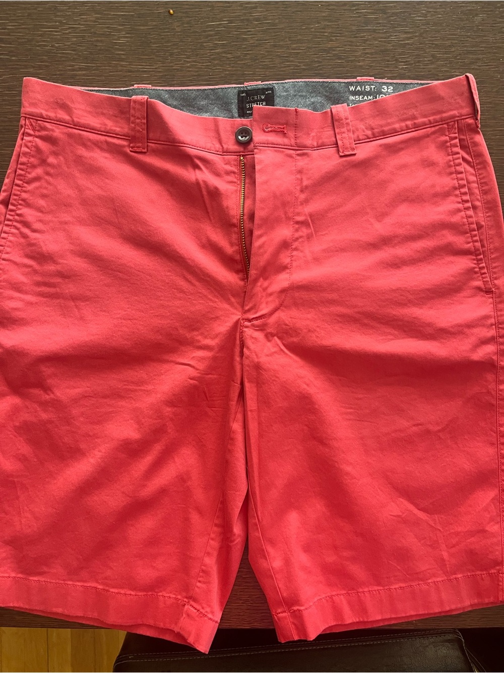 J. Crew Men's Coral-Red Flat Front Chino Shorts